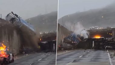 Video: Truck Plummets Off Freeway Near Los Angeles, Lands on Wreckage From Earlier Crash